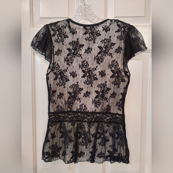 Merona Black Lace Blouse - Picture 2 of 8